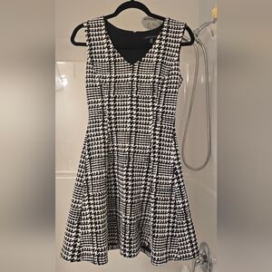 Elegant Black and White Houndstooth Dress